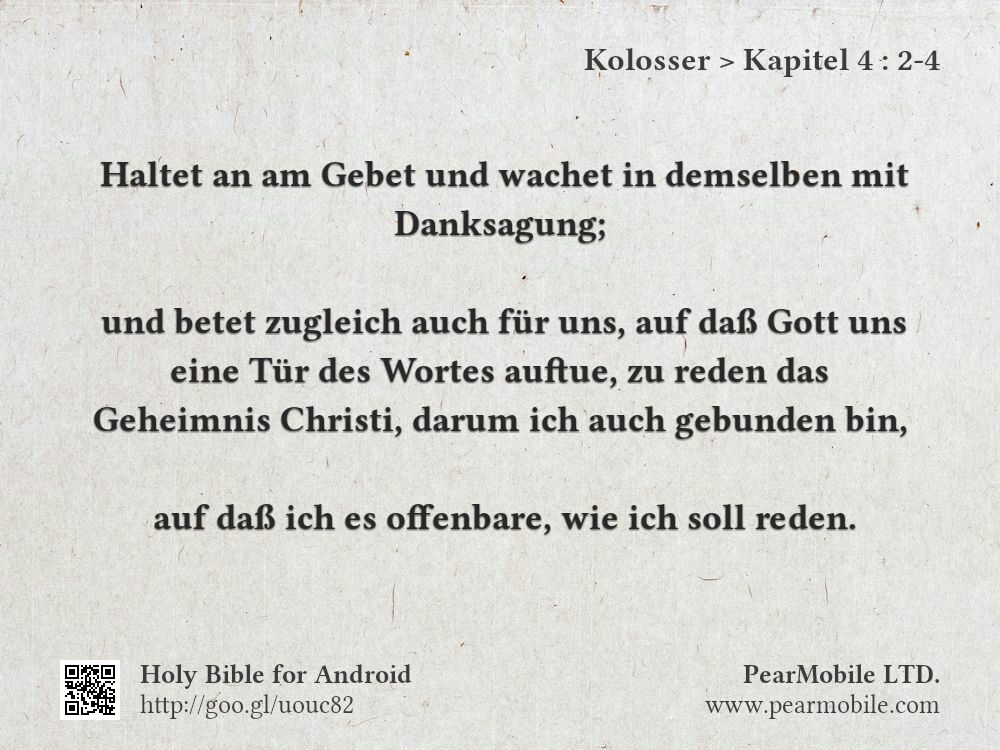 Kolosser, Kapitel 4:2-4